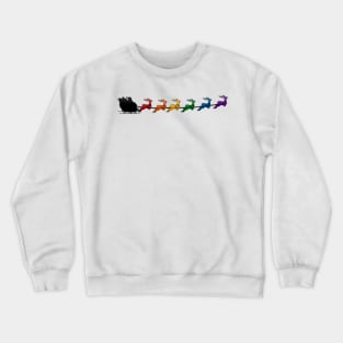 Santa and Sleigh with LGBTQ Pride Rainbow Reindeer Christmas Design Crewneck Sweatshirt